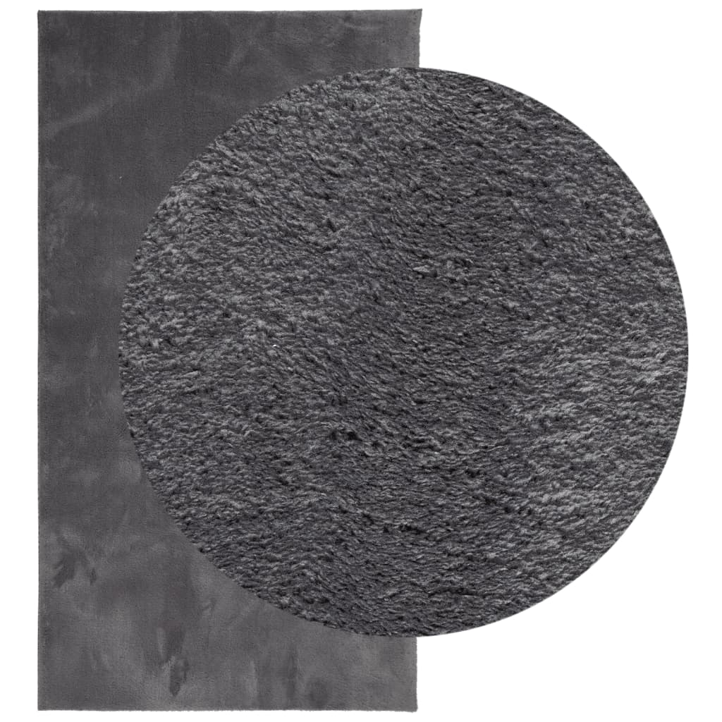 Tapete pelo curto macio e lavável huarte 60x110 cm antracite