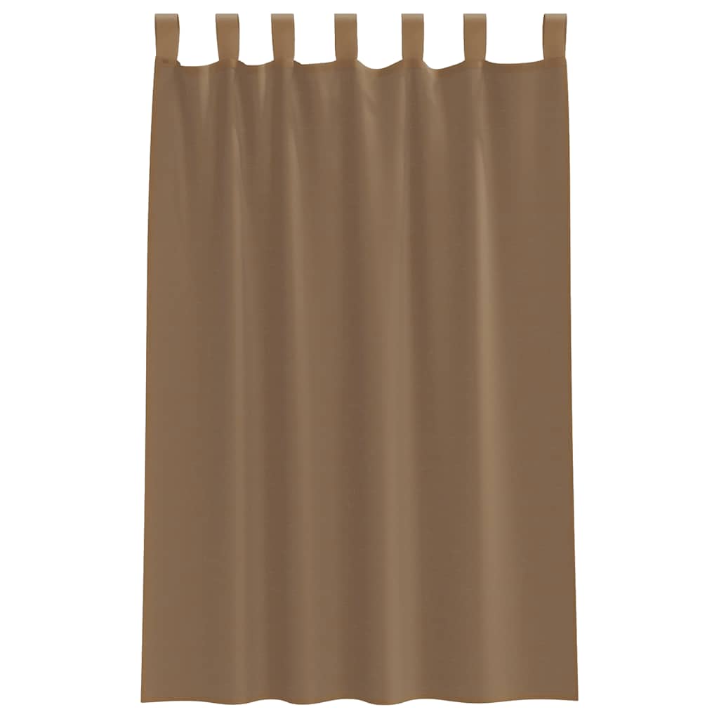 Cortinas de voile com laços 2 pcs castanho-claro 140x175 cm
