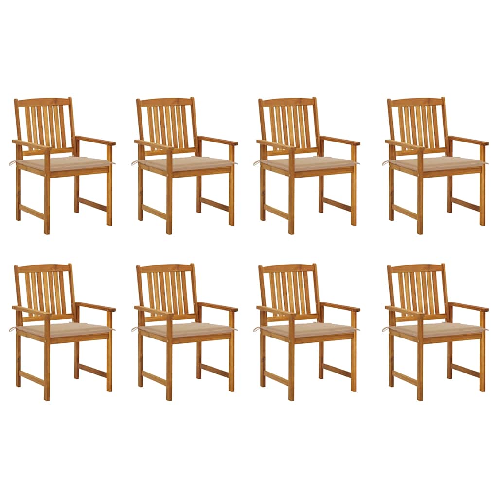 Cadeiras de jardim com almofadões 8 pcs acácia maciça
