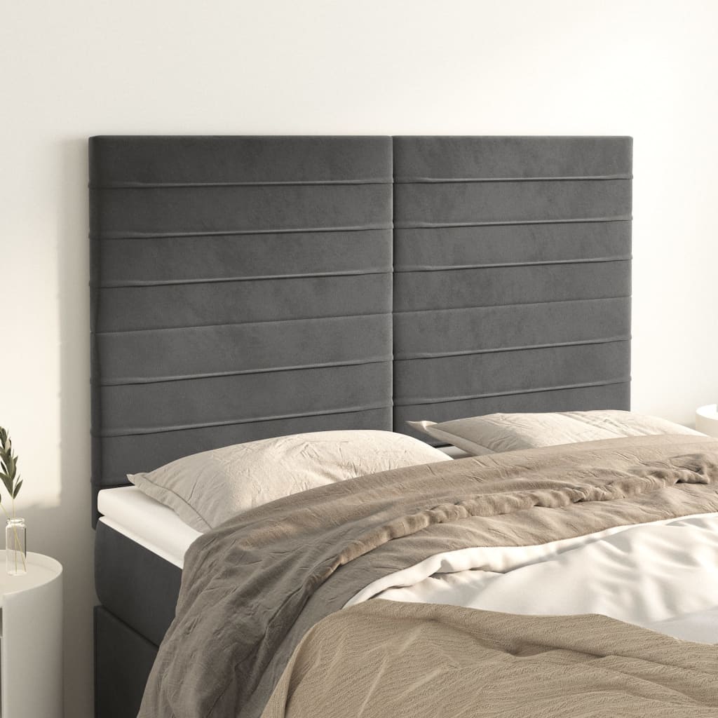 Cabeceira cinza escuro 144x5x118/128 cm veludo