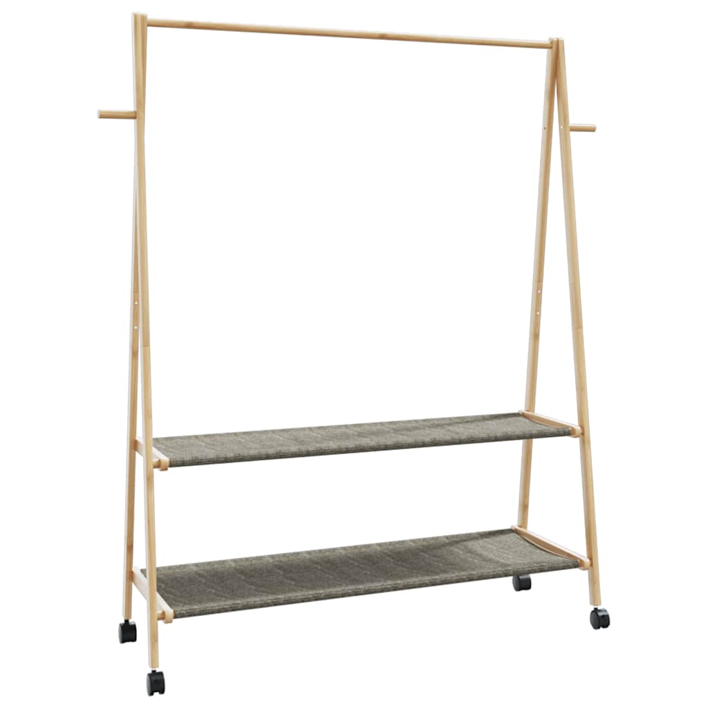 Cabide com prateleiras e rodas 132x45,5x155,5 cm bambu