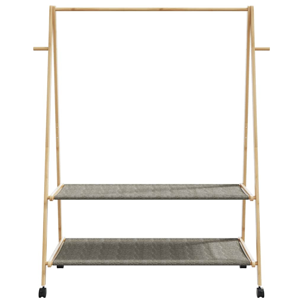 Cabide com prateleiras e rodas 132x45,5x155,5 cm bambu