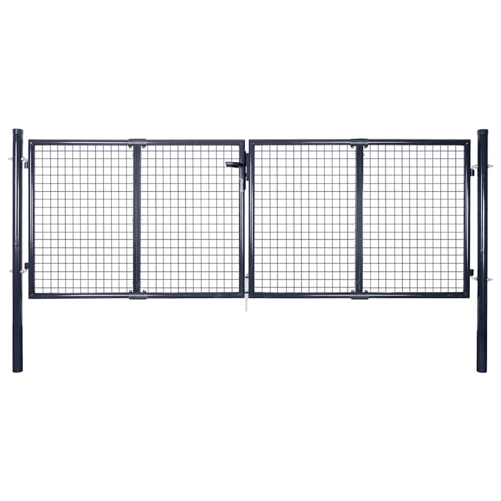 Portão de jardim em tela de aço galvanizado 300x75 cm cinza