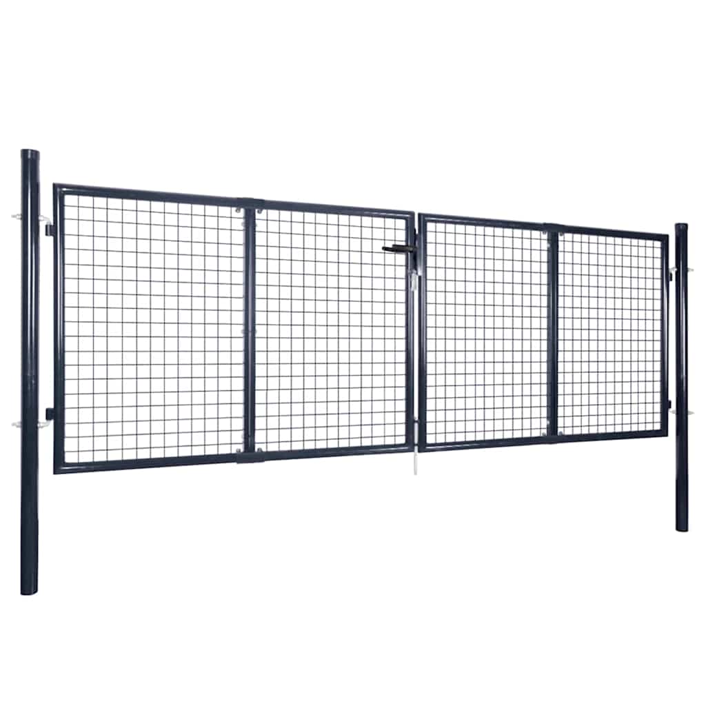 Portão de jardim em tela de aço galvanizado 300x75 cm cinza