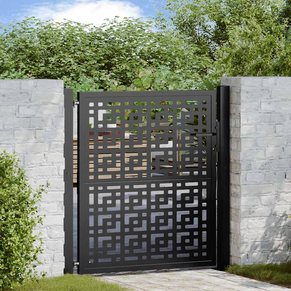 Portão de jardim preto 100x100 cm aço design em cruz
