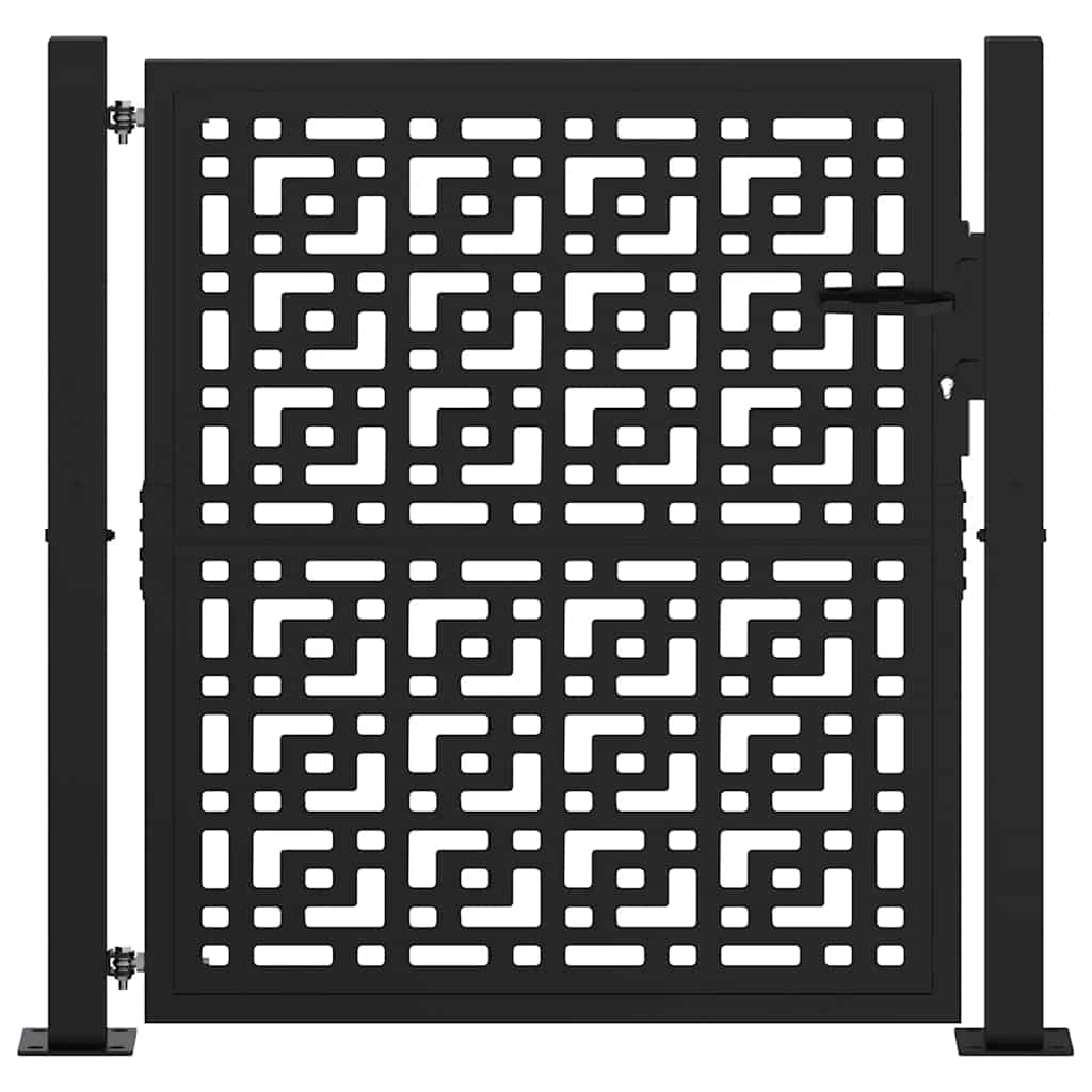 Portão de jardim preto 100x100 cm aço design em cruz