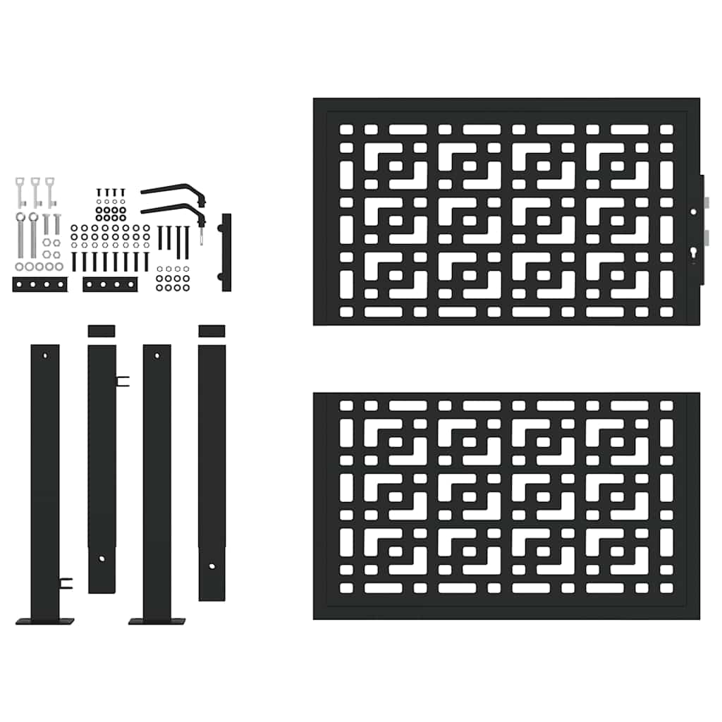 Portão de jardim preto 100x100 cm aço design em cruz