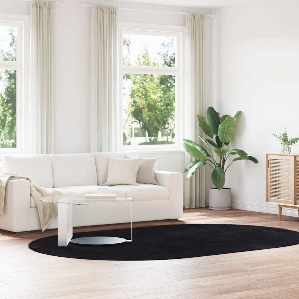Tapete shaggy de pelo alto navarra 300x200 cm poliéster preto