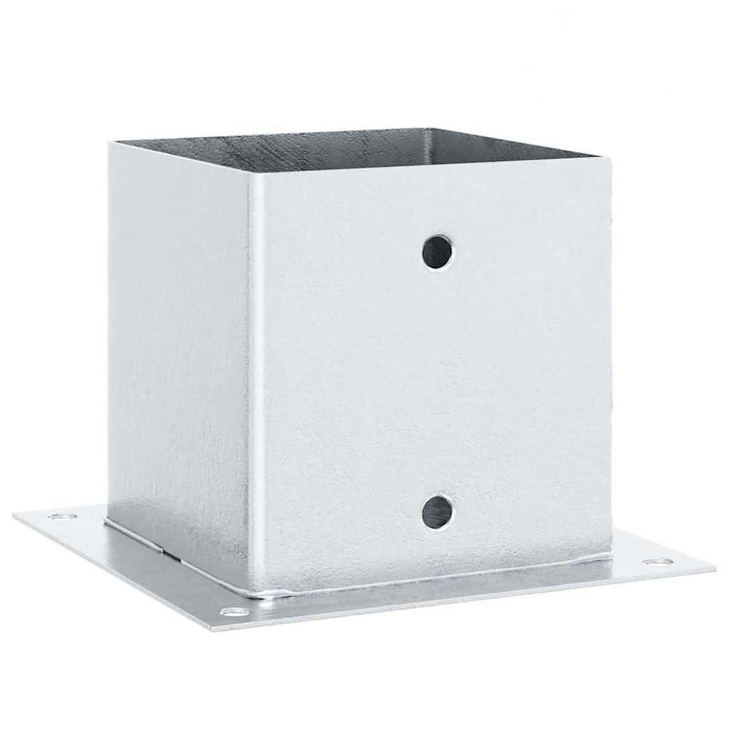Bases de poste quadradas 4 pcs prata 141x141 mm aço galvanizado