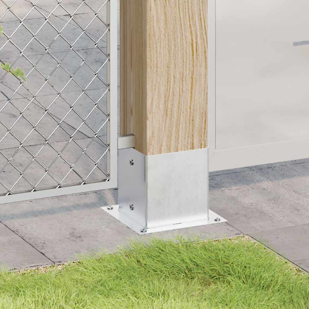 Bases de poste quadradas 4 pcs prata 141x141 mm aço galvanizado