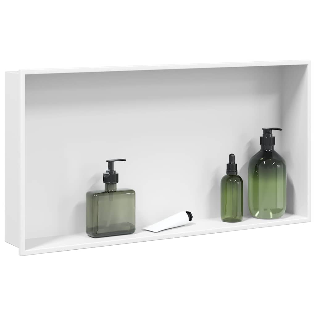 Nicho parede p/ duche 62x32x9 cm aço inoxidável branco mate