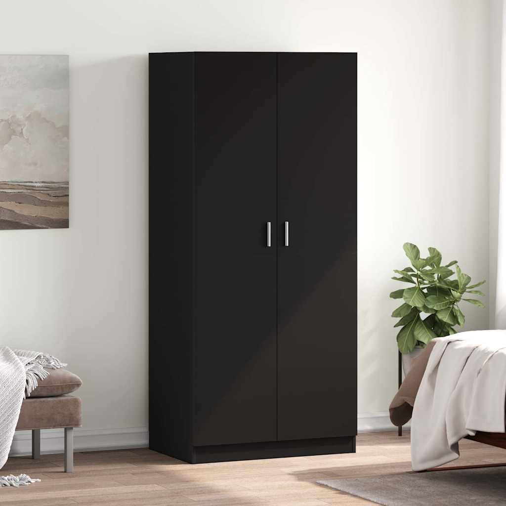 Roupeiro 80x52x180 cm derivados de madeira preto