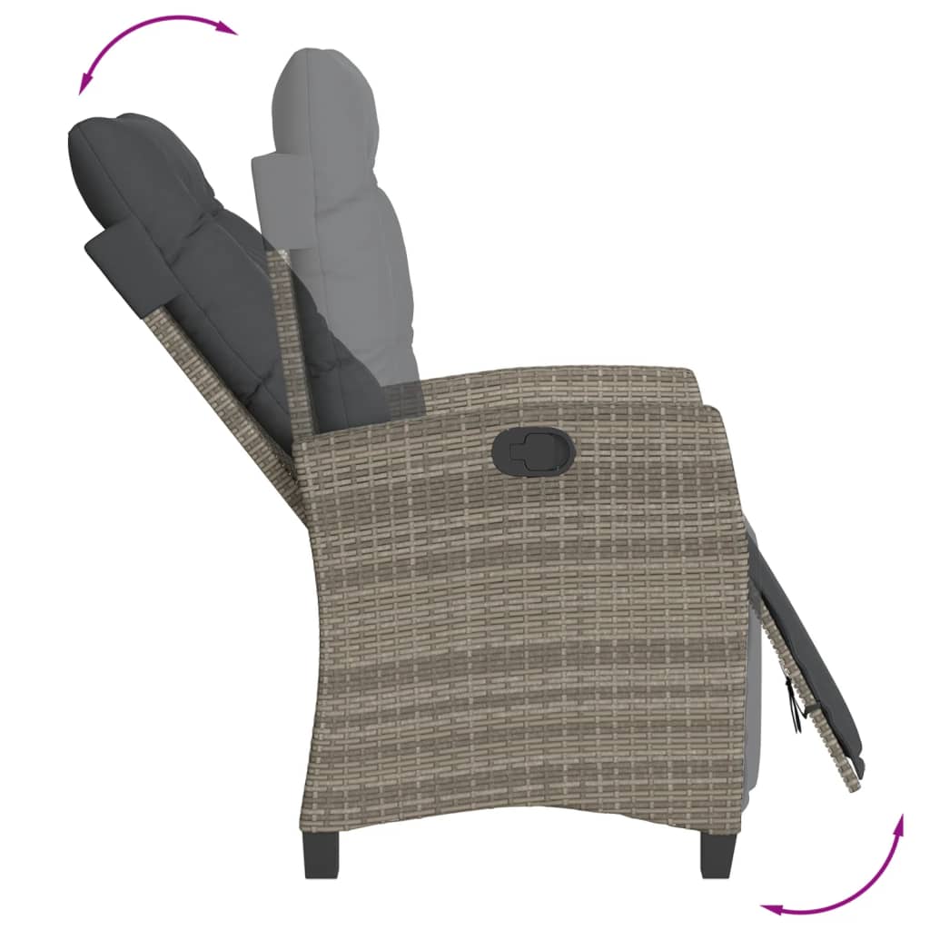 9 Pcs conjunto de jantar p/ jardim c/ almofadões vime PE cinza