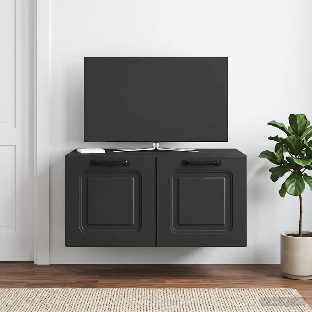Gabinete de TV de parede preto 59,5 x 41 x 30 cm