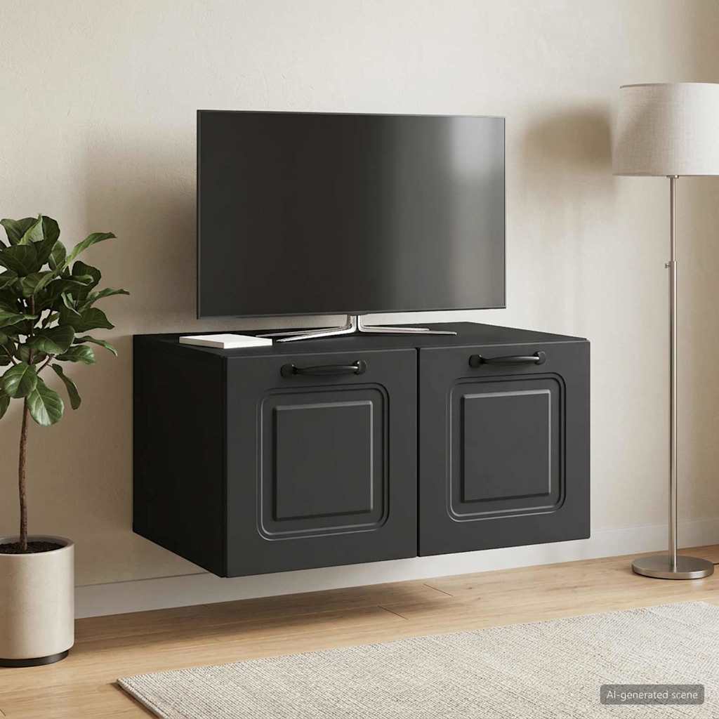 Gabinete de TV de parede preto 59,5 x 41 x 30 cm