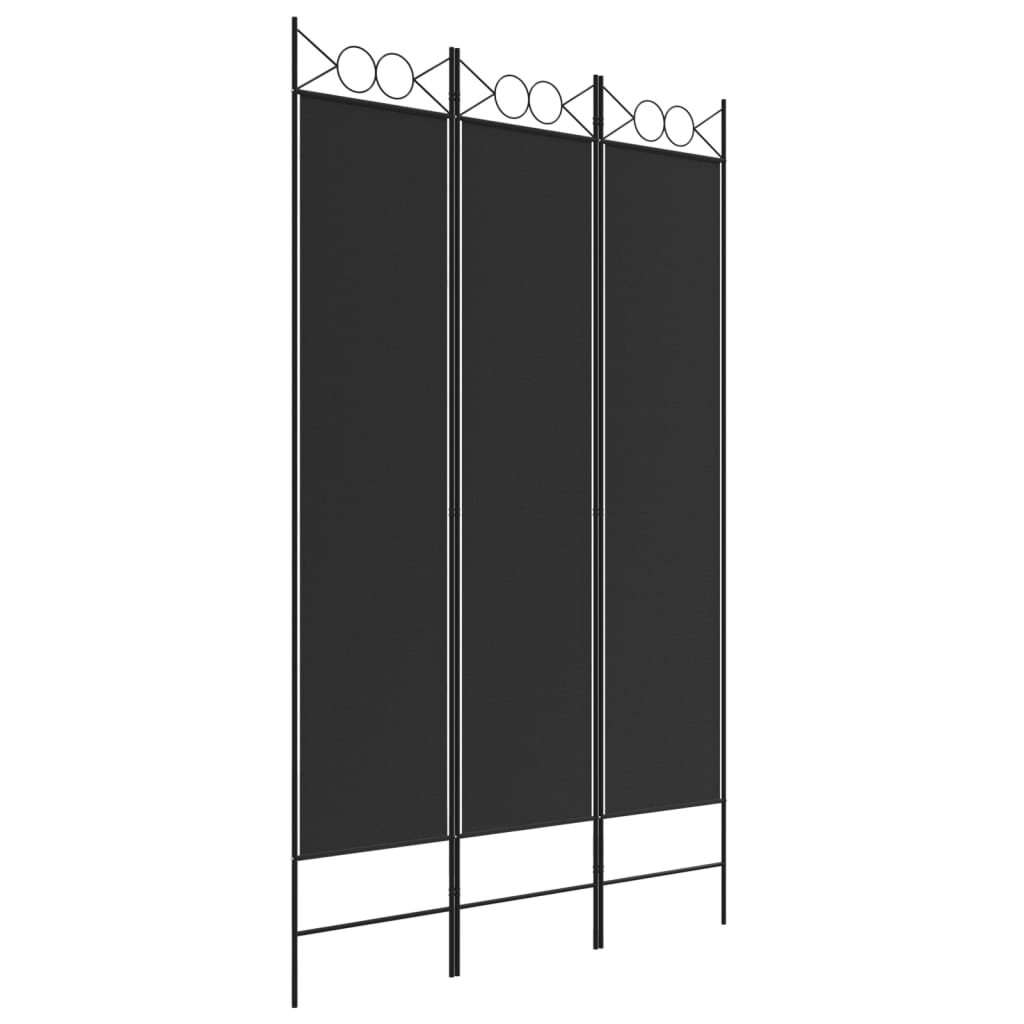 Divisória de quarto com 3 painéis 120x200 cm tecido preto