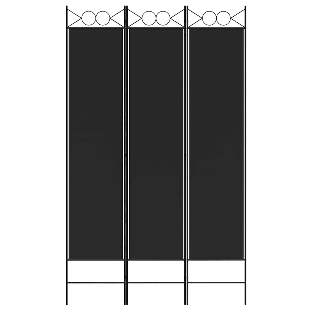 Divisória de quarto com 3 painéis 120x200 cm tecido preto