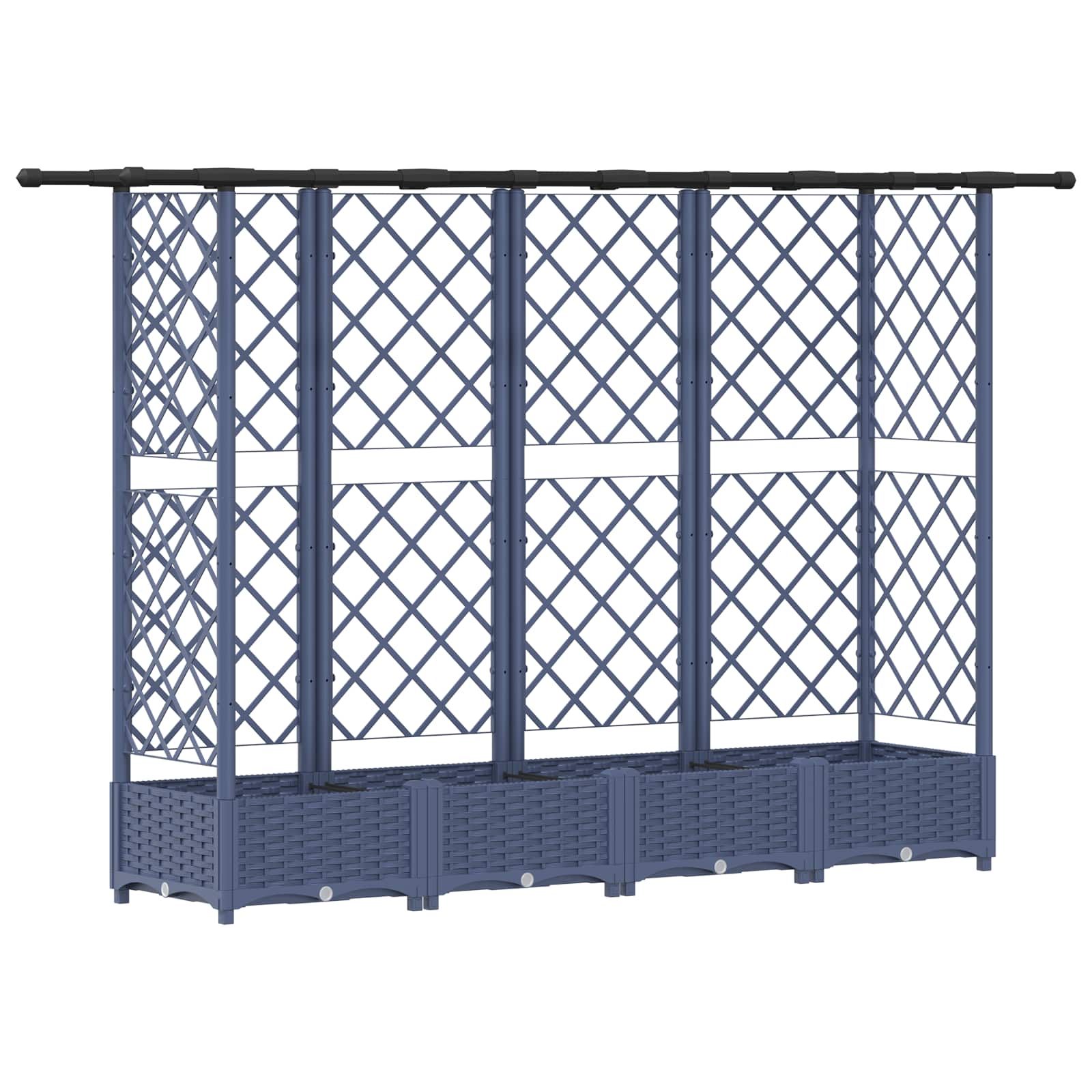 Cama elevada com treliça e telhado cinzento 202,5 x 40 x 121 cm