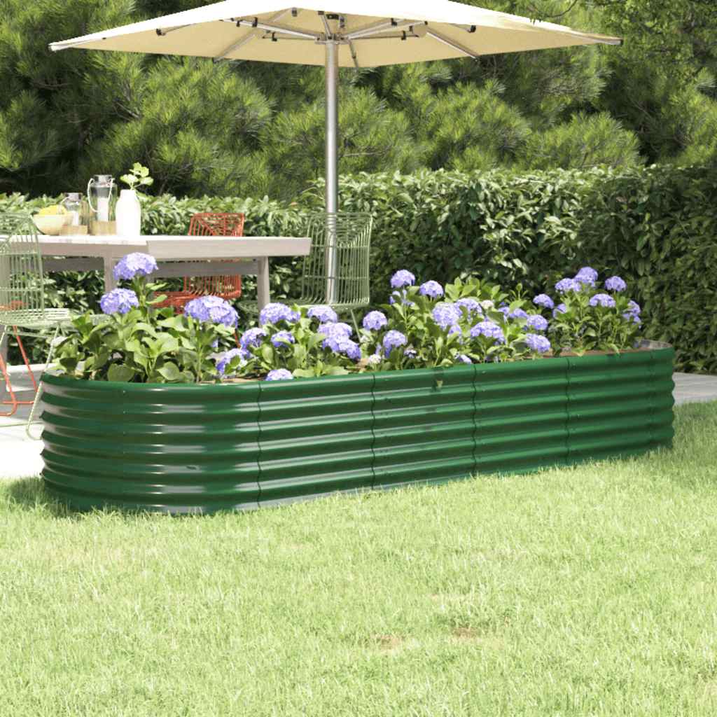 Canteiro elevado jardim 224x80x36 cm aço galvanizado verde