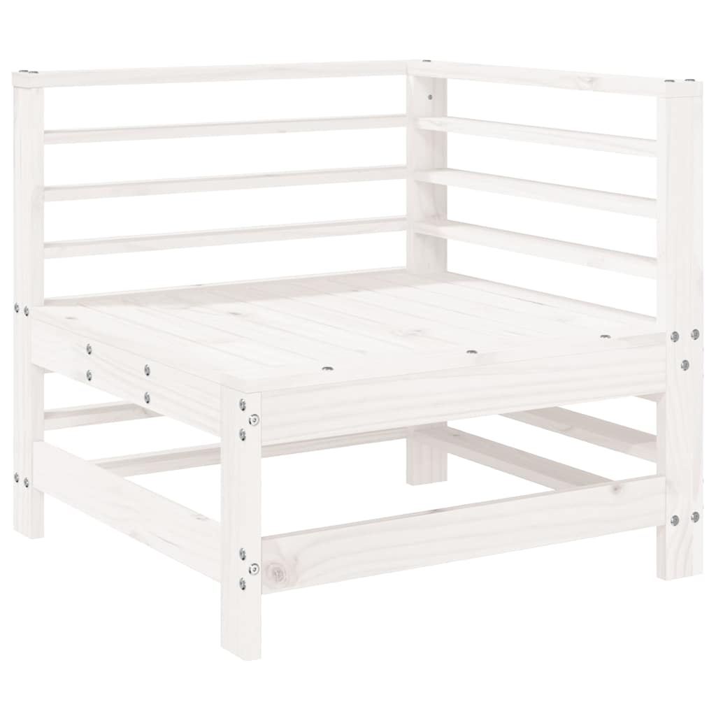 7 Pcs conjunto lounge de jardim pinho maciço branco