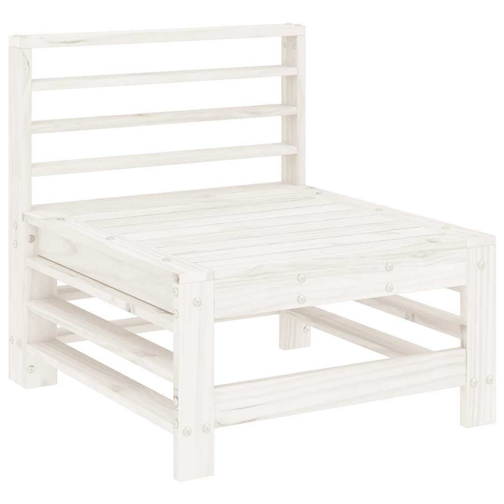 7 Pcs conjunto lounge de jardim pinho maciço branco