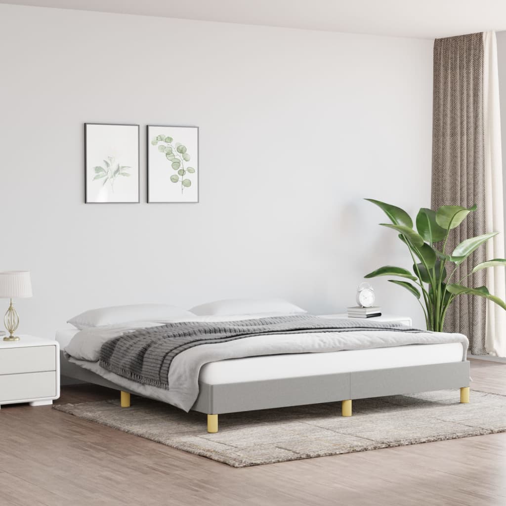 Estrutura de cama sem colchão 180x200 cm tecido cinzento-claro