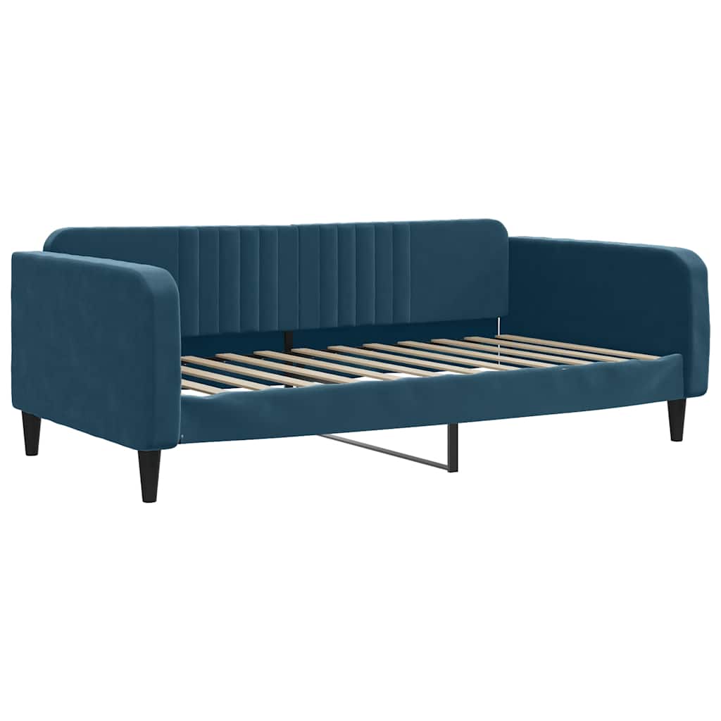 Sofá-cama com gavetão e gavetas 100x200 cm veludo azul