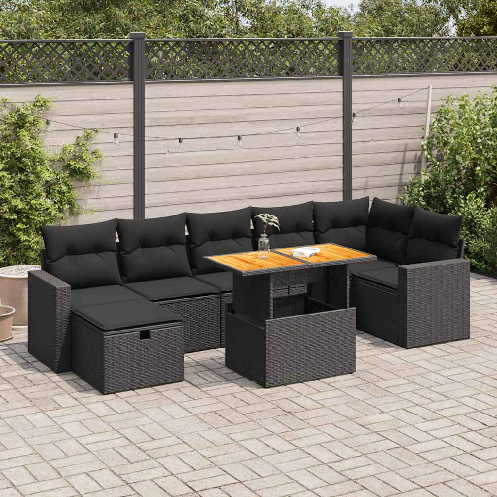 5 Pcs conjunto sofás de jardim com almofadões acácia e vime PE