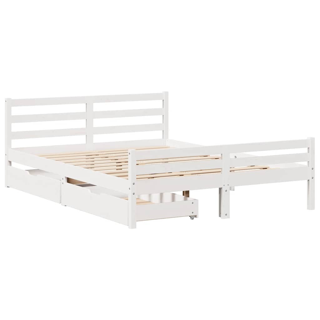 Cama sem colchão 150x200 cm madeira de pinho maciça branco