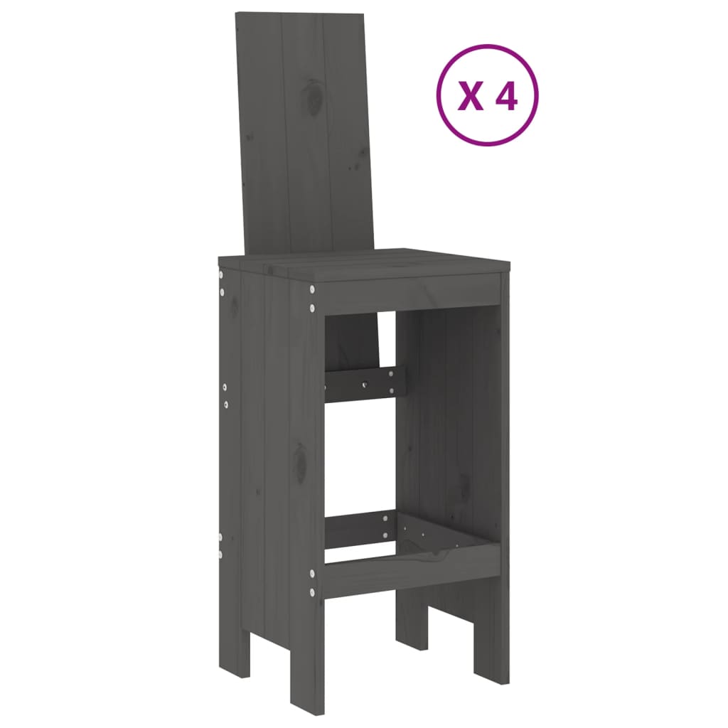 5 Pcs conjunto de bar para jardim pinho maciço cinzento