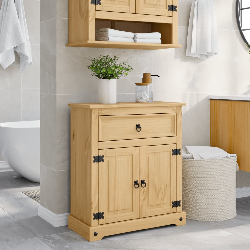 Móvel de wc corona 70x33x80 cm madeira de pinho maciça