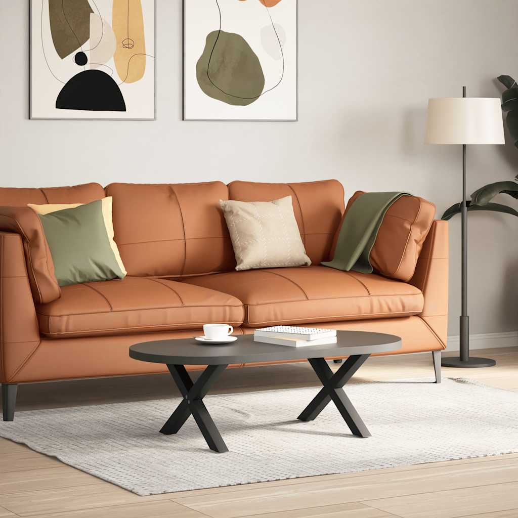Pés para mesa de centro em formato de x, 2 peças, preto, 50x(30-31) cm, aço