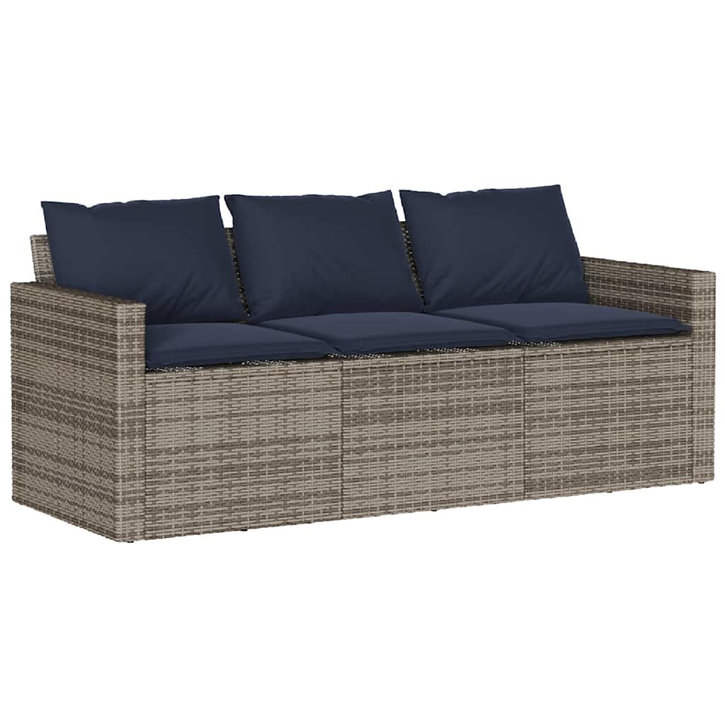 2 Pcs conjunto de jantar p/ jardim c/ almofadões vime PE cinza