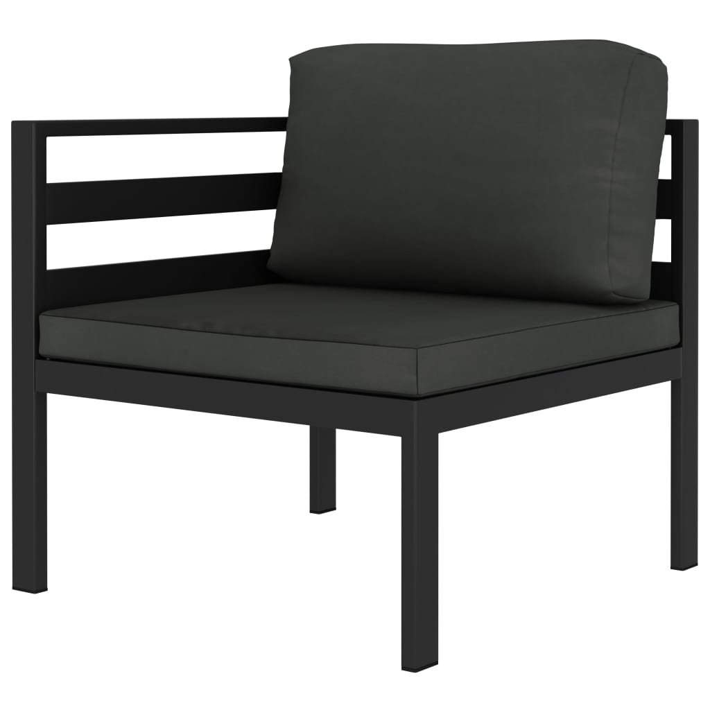 5 Pcs conjunto lounge jardim com almofadões alumínio antracite