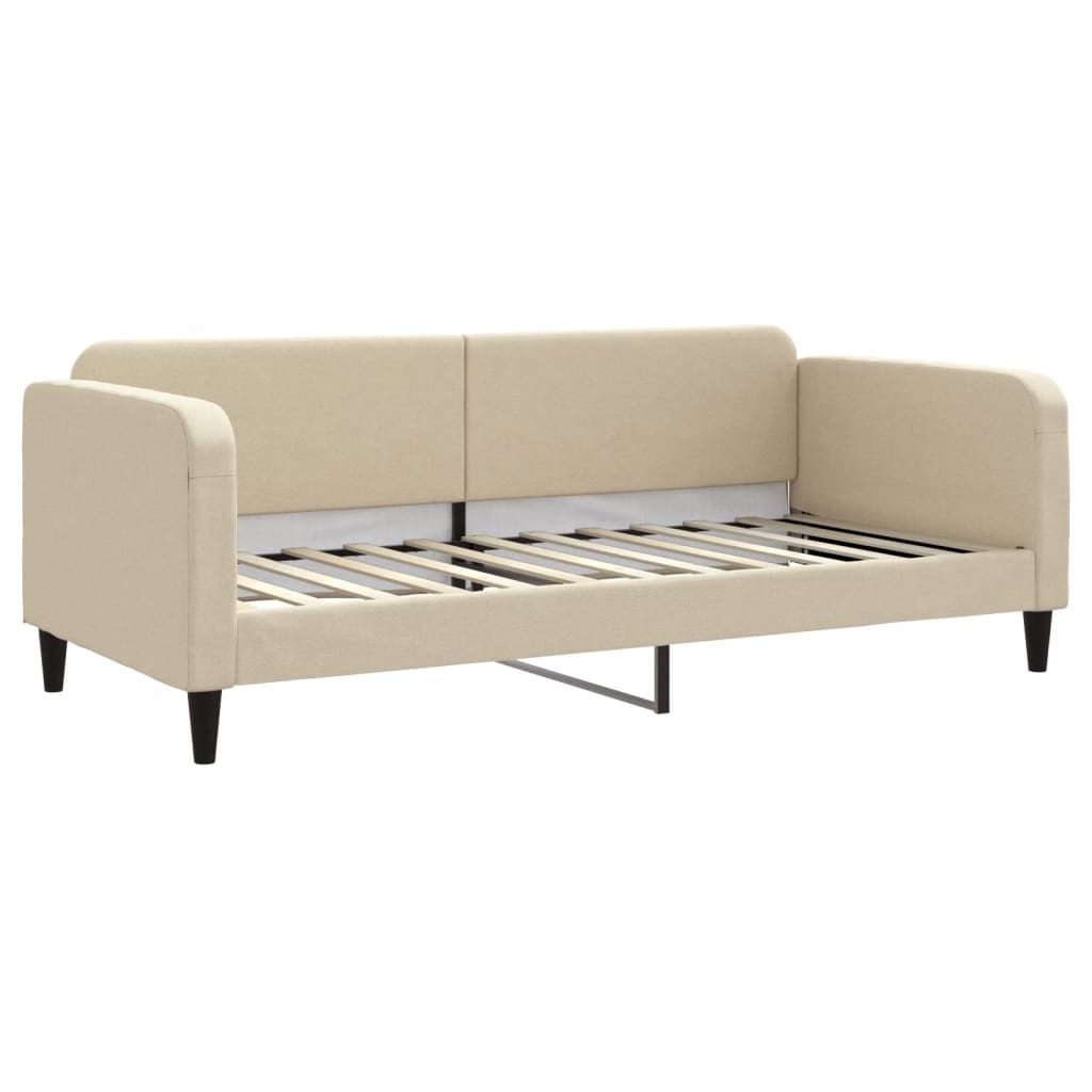 Sofá-cama com colchão 90x200 cm tecido cor creme