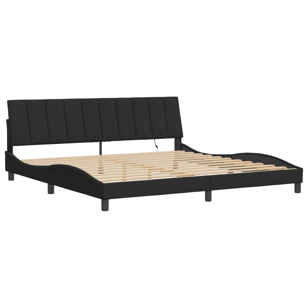 Estrutura de cama com LED sem colchão hanko 200x200 cm veludo preto