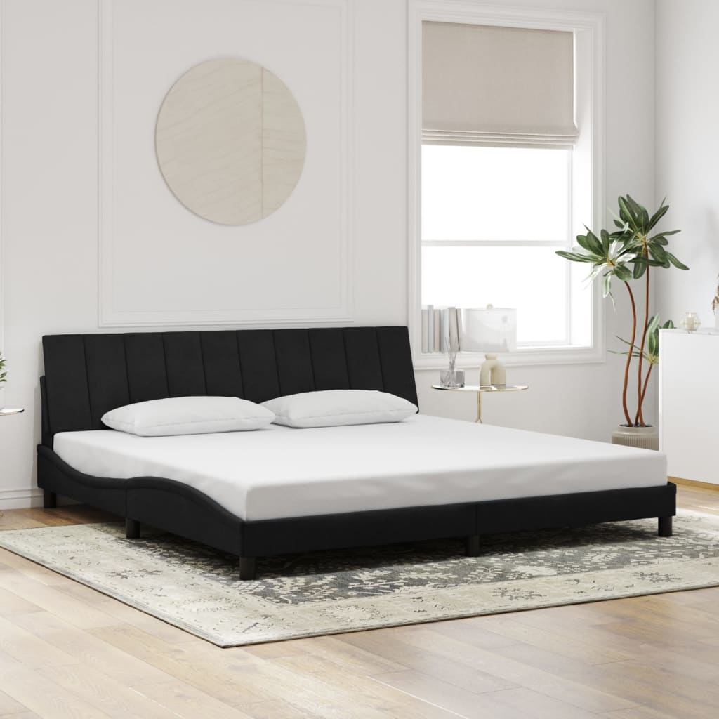 Estrutura de cama com LED sem colchão hanko 200x200 cm veludo preto