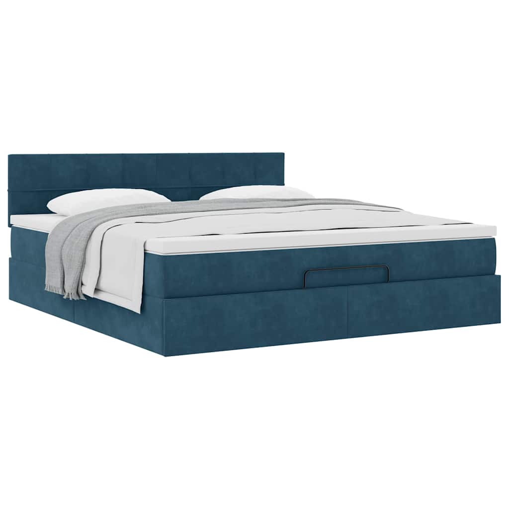 Estrutura de cama otomana com colchão 160x200 cm azul escuro