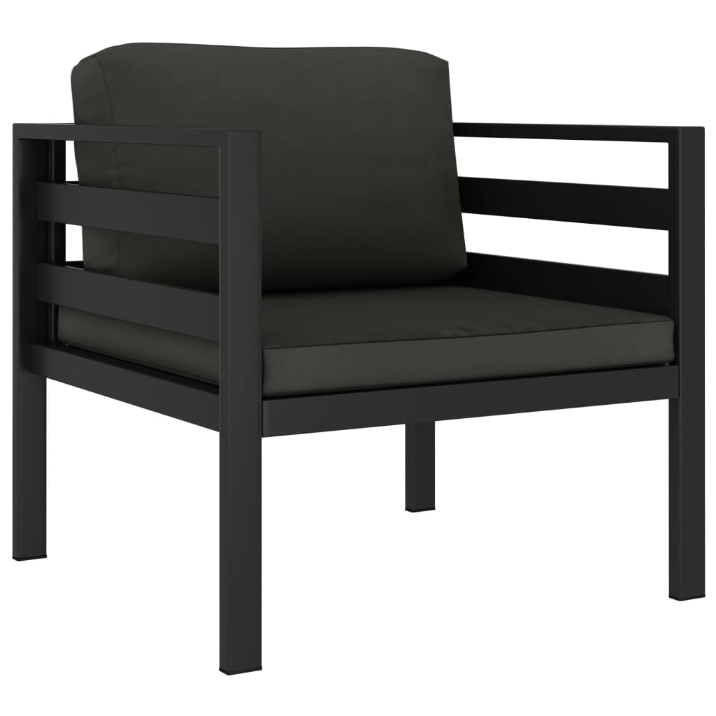 6 Pcs conjunto lounge jardim com almofadões alumínio antracite