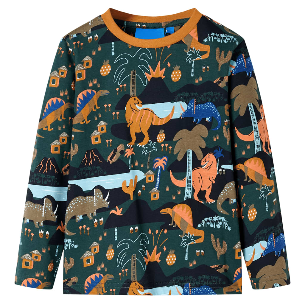 Pijama de manga comprida para criança verde-escuro 104