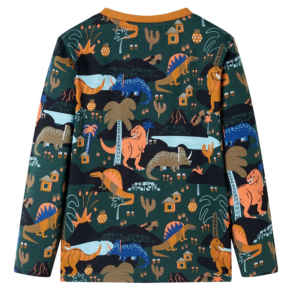 Pijama de manga comprida para criança verde-escuro 104