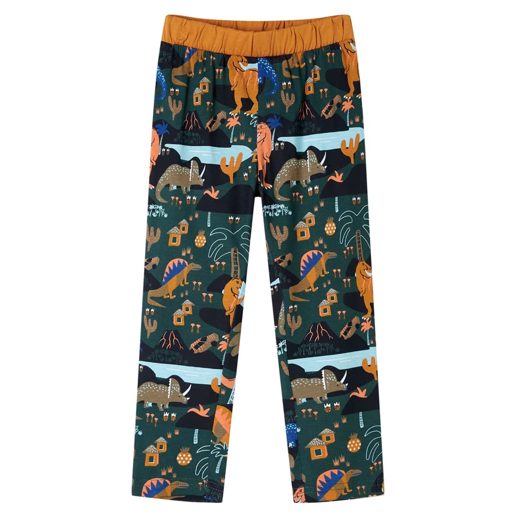 Pijama de manga comprida para criança verde-escuro 104
