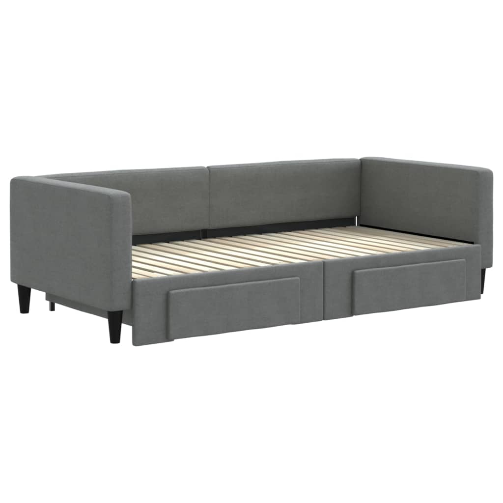 Sofá-cama c/ gavetão/gavetas 100x190 cm tecido cinzento-escuro