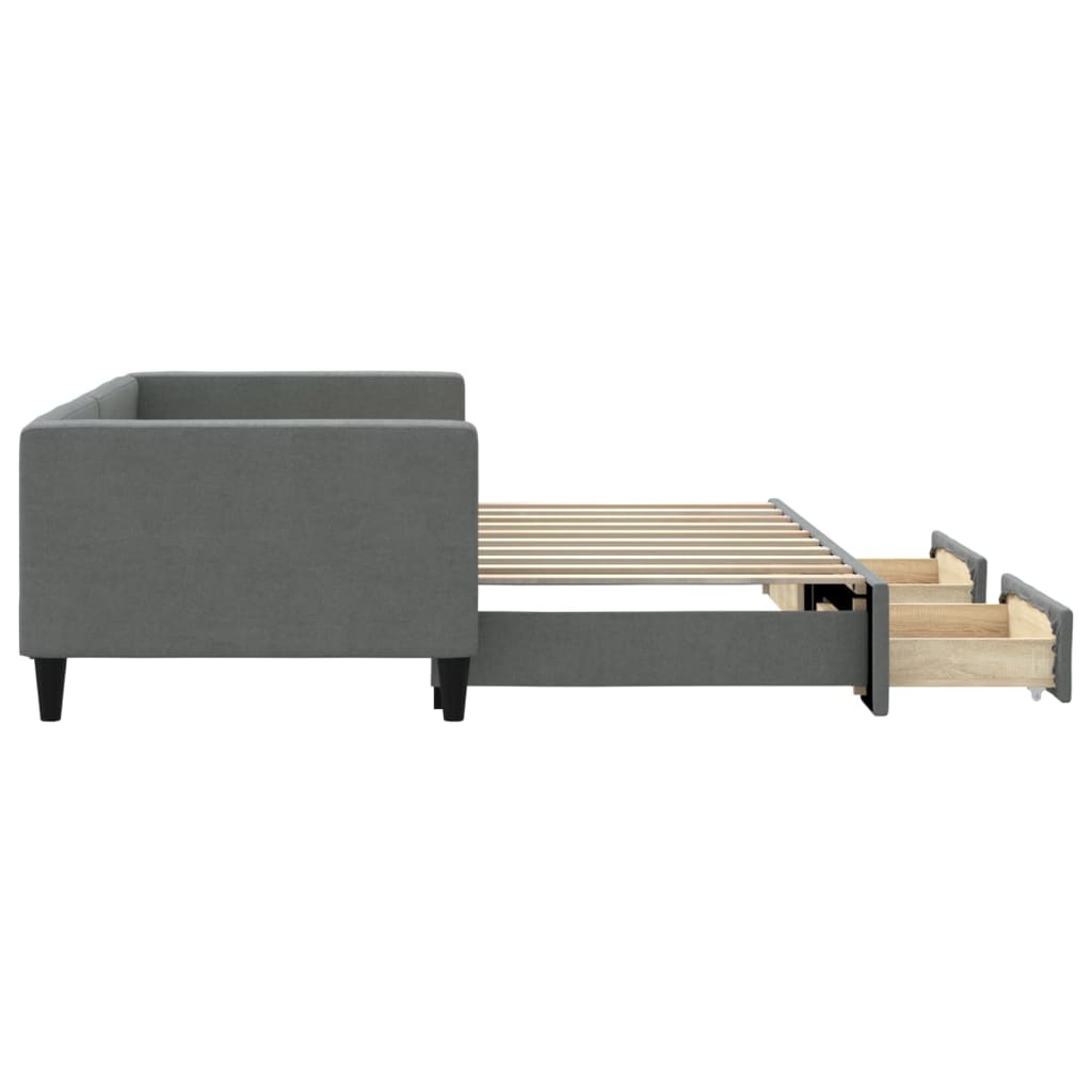 Sofá-cama c/ gavetão/gavetas 100x190 cm tecido cinzento-escuro