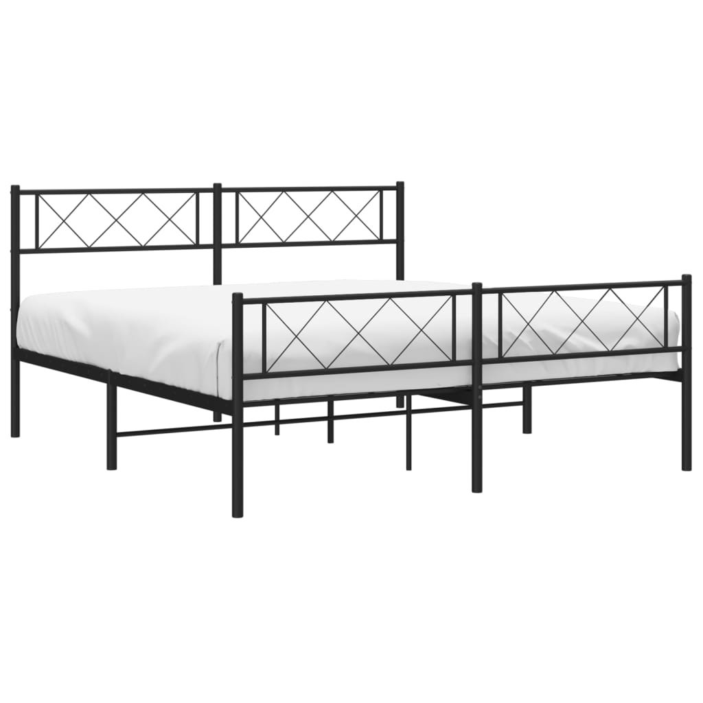Estrutura de cama com cabeceira e pés 140x190 cm metal preto