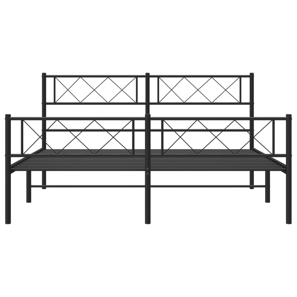 Estrutura de cama com cabeceira e pés 140x190 cm metal preto
