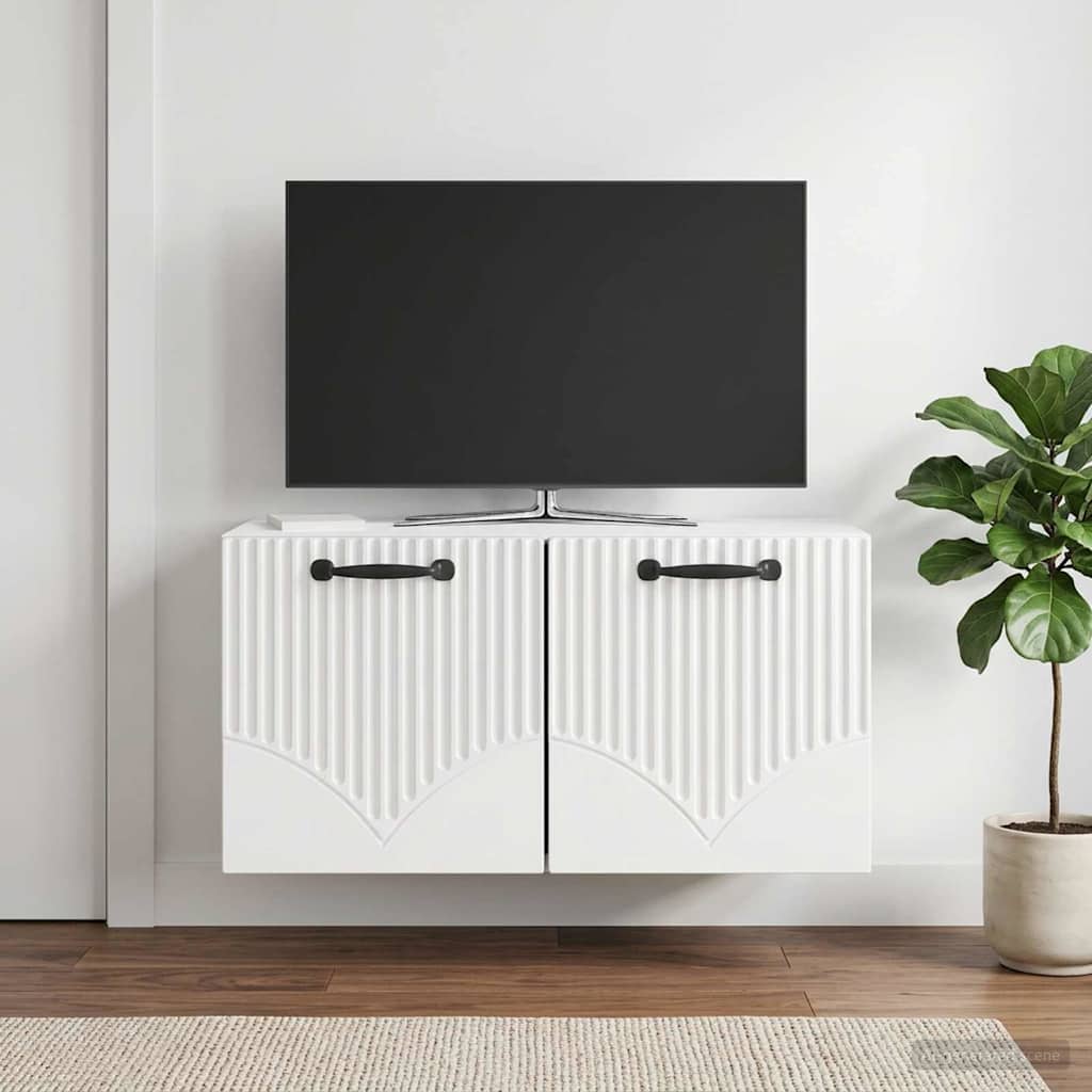 Gabinete de TV de parede branco brilhante 59,5 x 31 x 30 cm