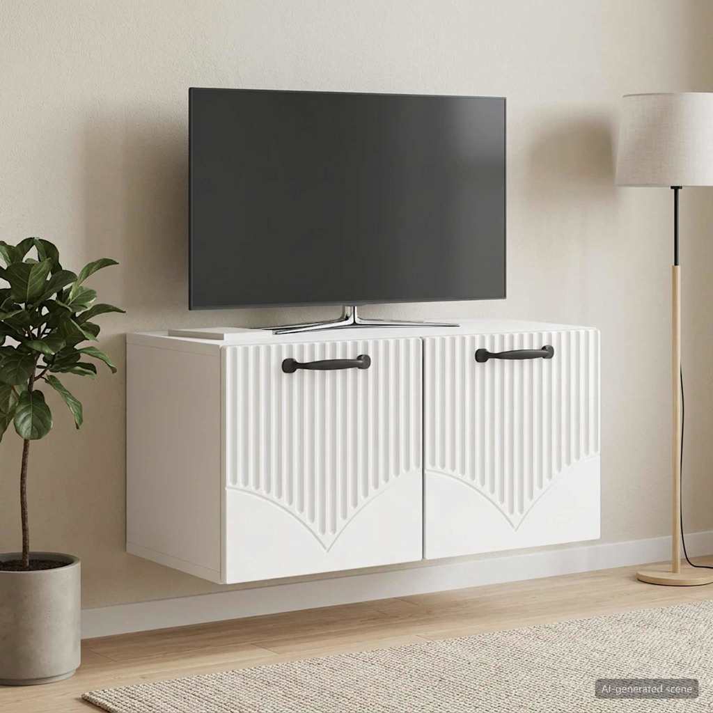 Gabinete de TV de parede branco brilhante 59,5 x 31 x 30 cm