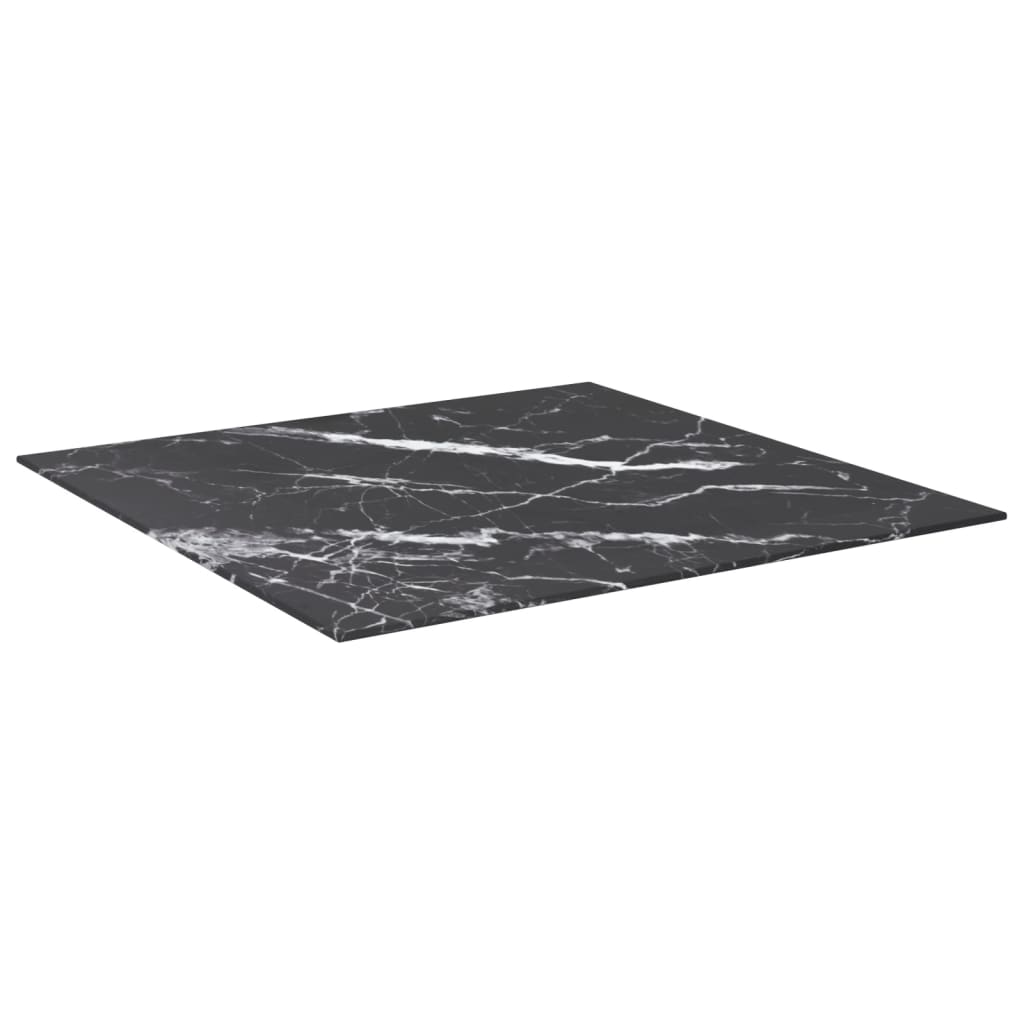 Tampo mesa 70x70 cm 6 mm vidro temperado design mármore preto