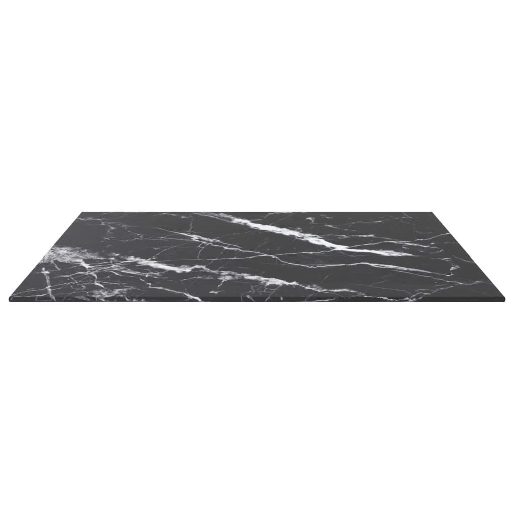 Tampo mesa 70x70 cm 6 mm vidro temperado design mármore preto